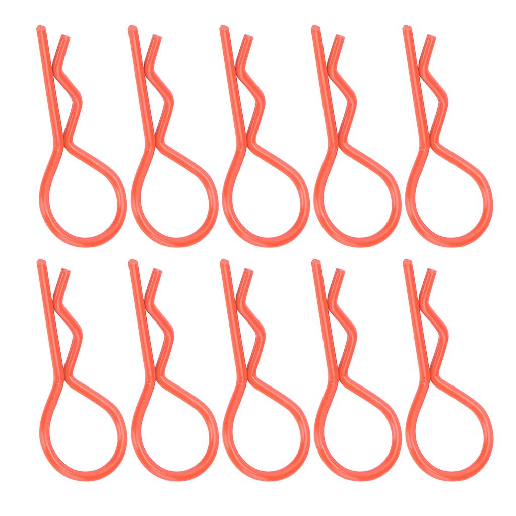 10Pcs 13MM RC Car Shell Clip RShape Metal Body Clips Pins for 15 16 18 110 RC Car(Orange )