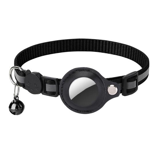Yousheng Pet Collar Reflective Adjustable Strap with Little Bell Cat Pattern Button Safety Nylon Pet Dog Collar for Airtag Tracker