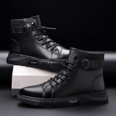 Martin Stiefel Herren Winter Samt Baumwollschuhe High-Top Herren Lederstiefel Leder Weichleder Baumwolle Lederschuhe Warme Schneestiefel