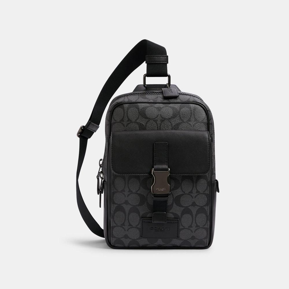

Комплект треков Coach из канвы Signature темно-серого цвета с металлическим оттенком