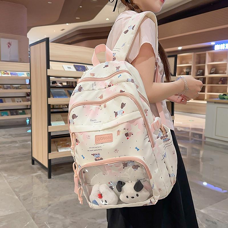 Large Capacity Student Schoolbag Puppy Printed Backpack Women's Lightweight Travel Backpack