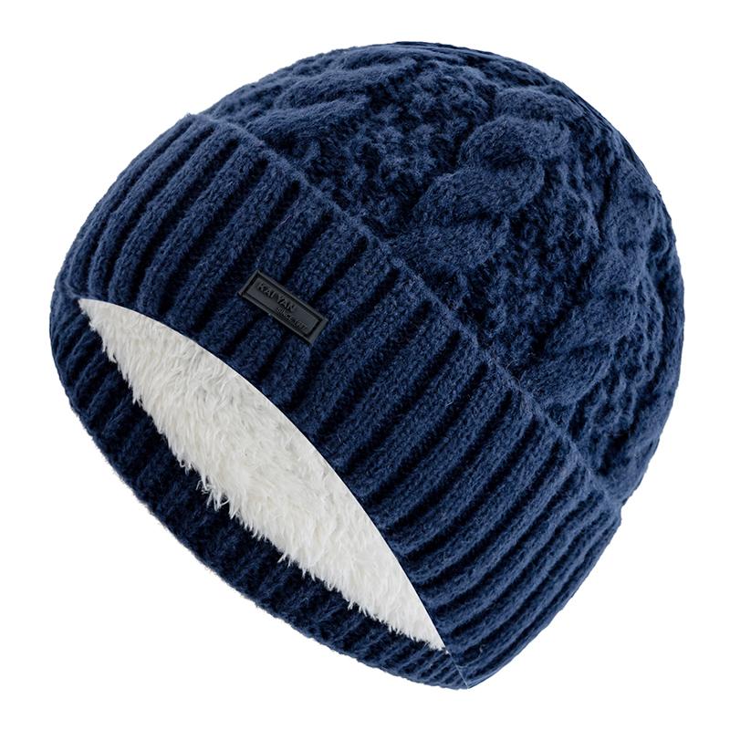 

Новая Унисекс Зимняя Шапка Модная Уличная Шапка-Бини Для Мужчин Женщин, Парная Флисовая Подкладка Теплая Вязаная Шапка 56cm-60cm темно-синий