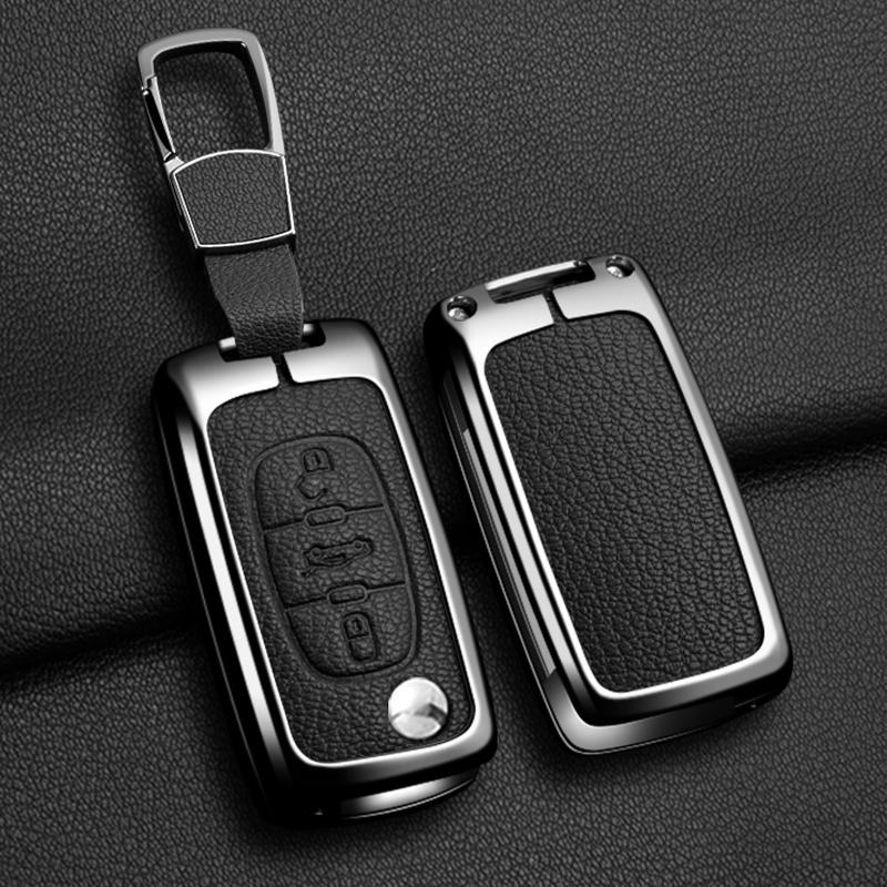 

Zinc Alloy Leather Car Flip Key Case Cover Protector Shell Fob Key For Citroen C1 C2 C3 C4 C5 Xsara Pica Auto Accessories