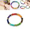 Stunning 7 Chakras Handmade Rainbow Bead Bracelet With Round Charms For Wellness