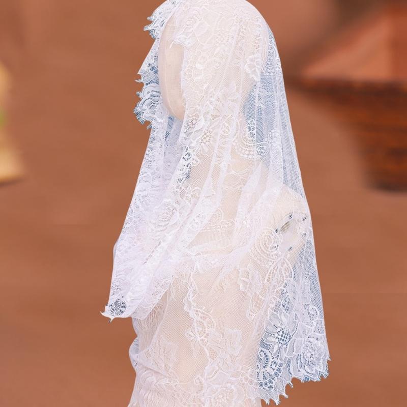 Gothic Bridal Veils Lace Brimmed Wedding Headpiece With Floral Lace For Halloween Bride Ceremony Accessories