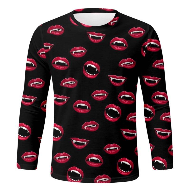 Série Carnaval de Halloween Camiseta Masculina Casual de Manga Comprida Estampada em 3D