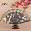 Pocket Fan Handheld Vintage Style Bright Color Exquisite Pattern Fine Workmanship Ultralight Collapsible Cloth Retro Chinese Folding Photography Prop