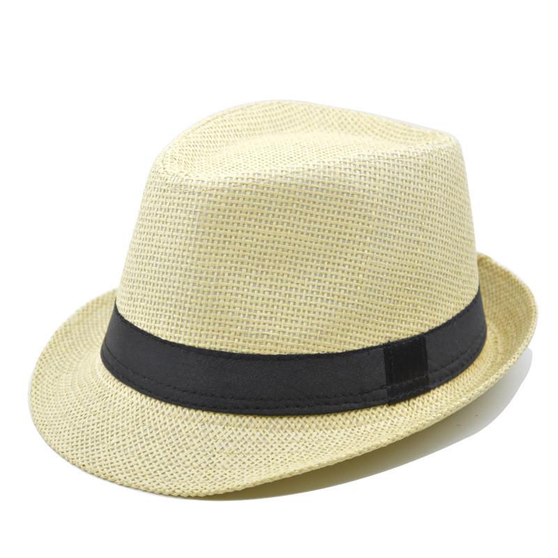 Hat Vintage Sunshade Hollowedout Gentleman Straw Hat With Rolled Edge Jazz Belt