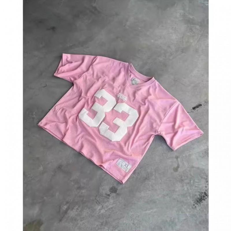 Mens Womens Loose Fit Breathable Mesh Sport Tee With Foil Print Casual Short Sleeve T-Shirt