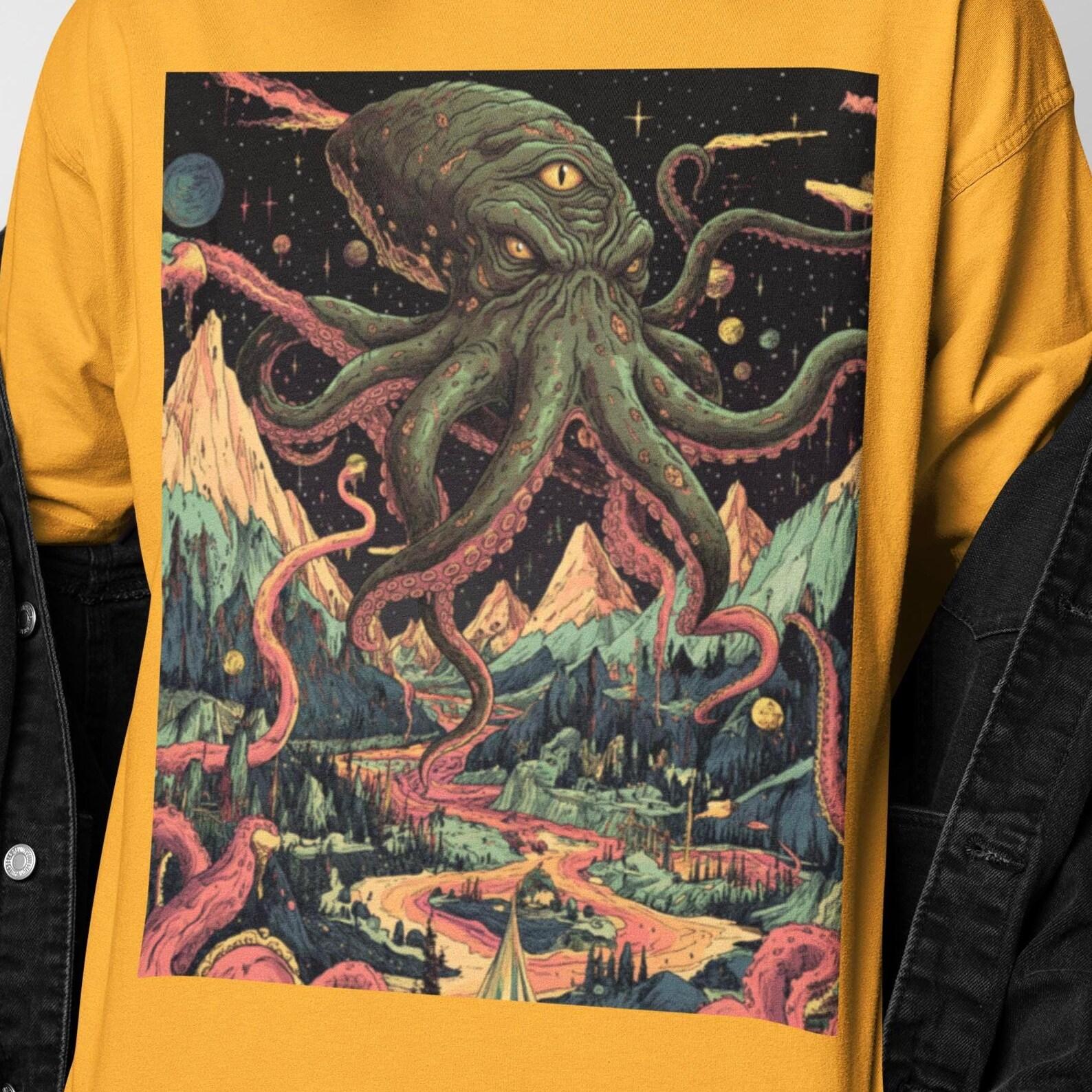 Cthulhu Cosmic Landscape Shirt | Eldritch Horror Tee | Lovecraft Myth Art Tshirt | Surreal Cosmic Horror Shirt S