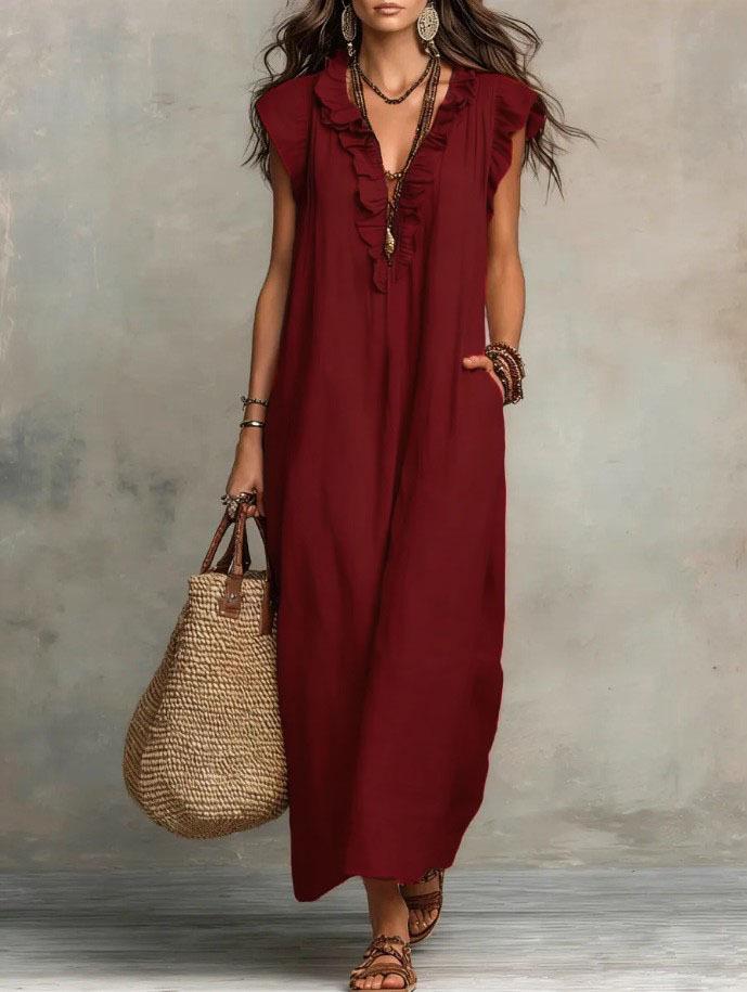 Boho-Maxikleid mit Fledermausärmeln: Elegante Sommer mode für Damen