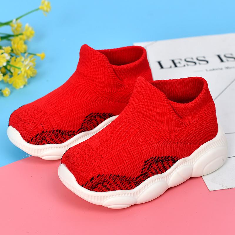 New classmate high-elastic flying woven bear sole baby shoes children's toddler shoes platform casual shoes socks shoes
