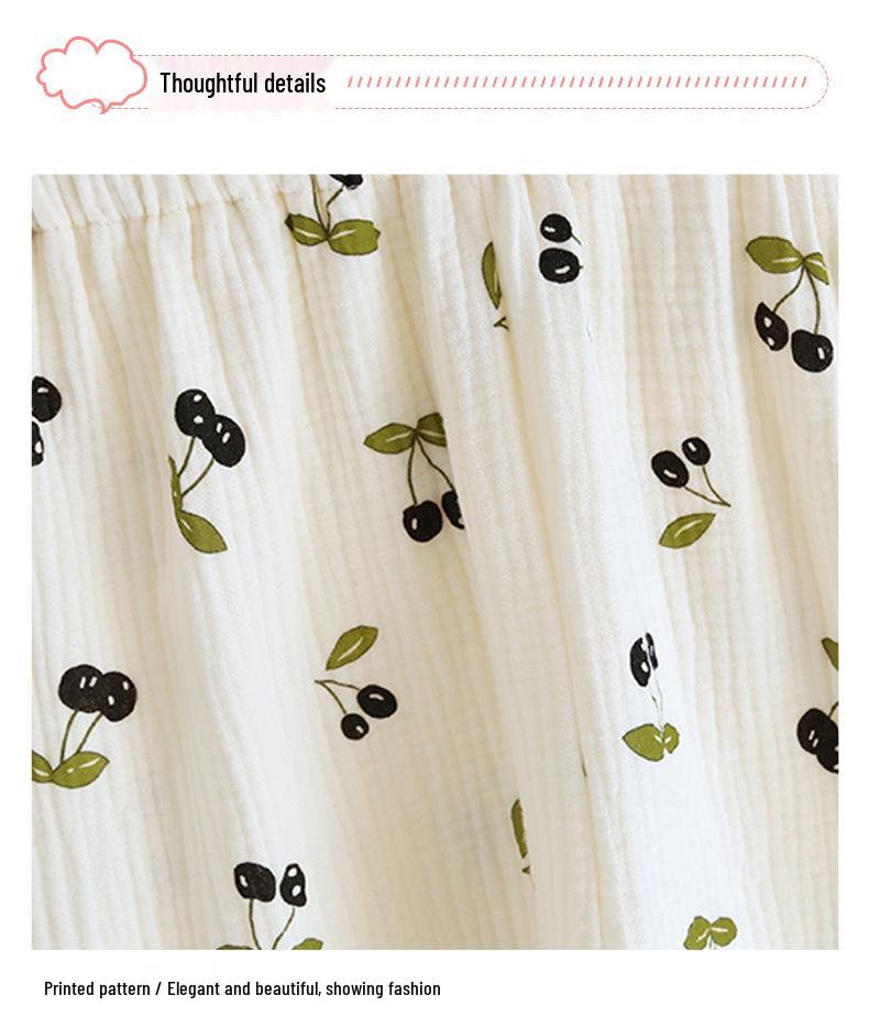 Celobavlněné těhotenské gázové šaty před porodem s kalhotami, poporodní pyžamo a noční košile pro kojení Letní svrchní oděv