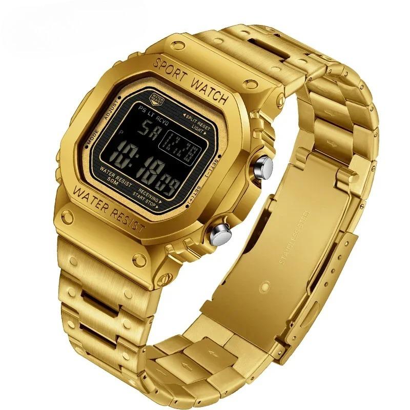 LED Digital Military Waterproof Countdown Sports Mens Wristwatch Luxury Electronic Watch for Men Stainless Shockproof