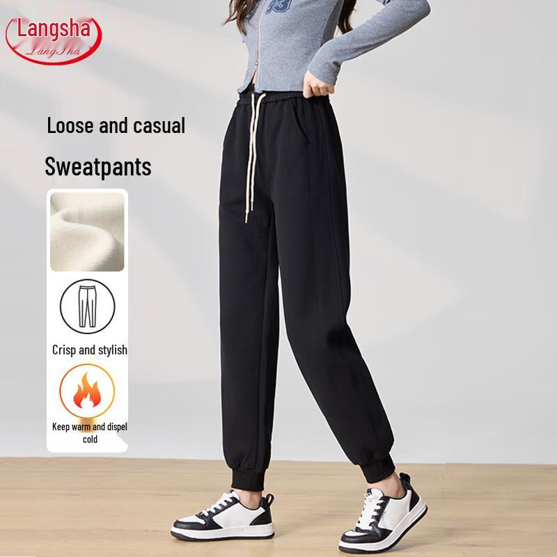 

Langsha Women s Fleece-Lined High-Waist Jogger Sweatpants L