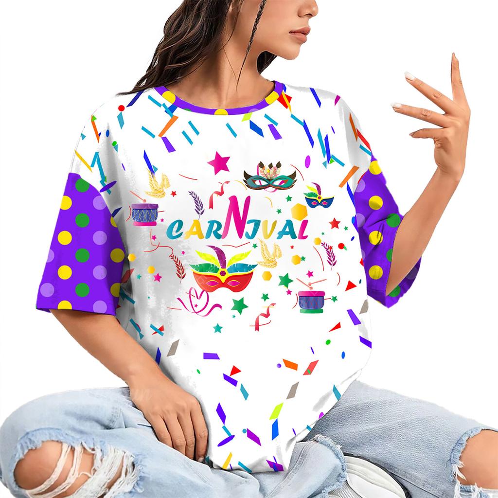 Summer Round Neck 3D Print Top Fashionable Casual Hip Hop Short Sleeved Women's T-shirts