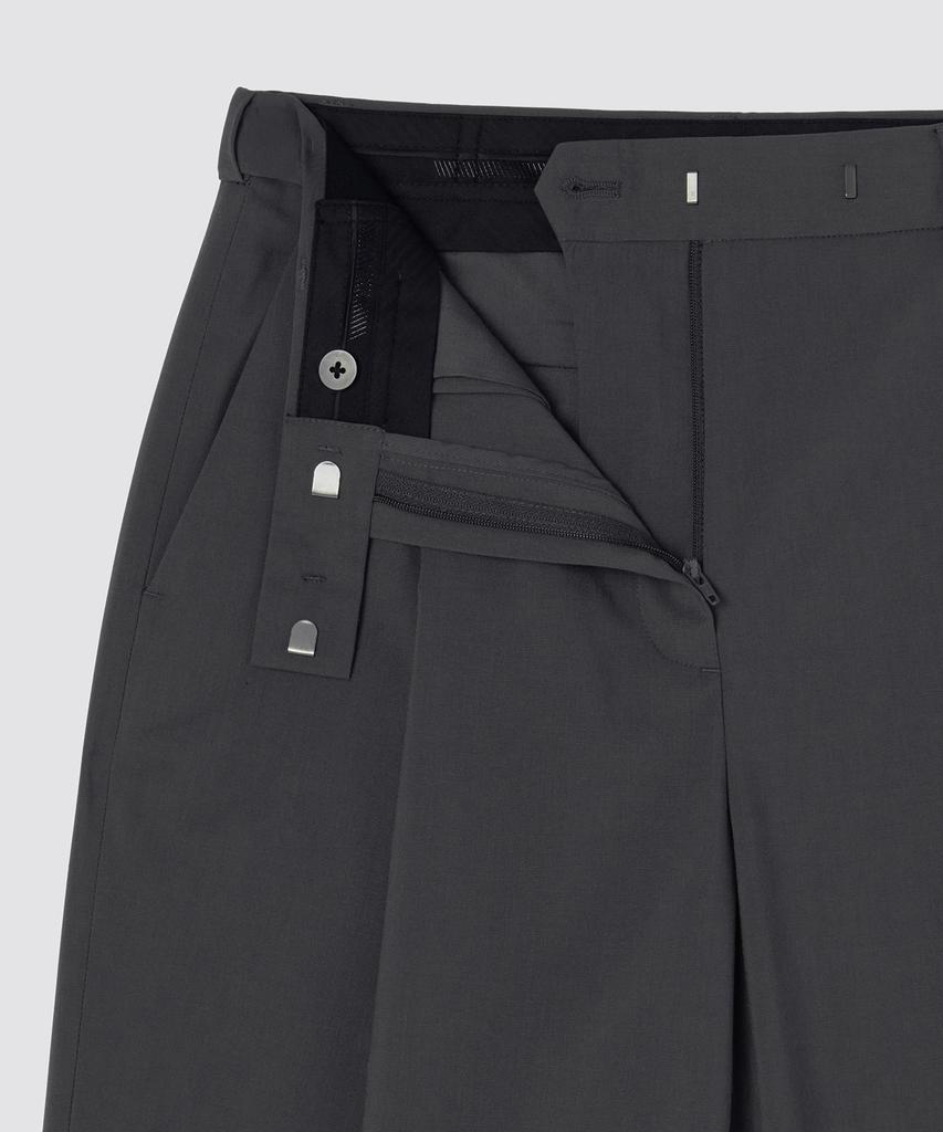 MUSINSA STANDARD WOMAN [Cooltandard] Women'S Low Waist Deep Tuck Wide Hidden Banding Slacks [Gray]