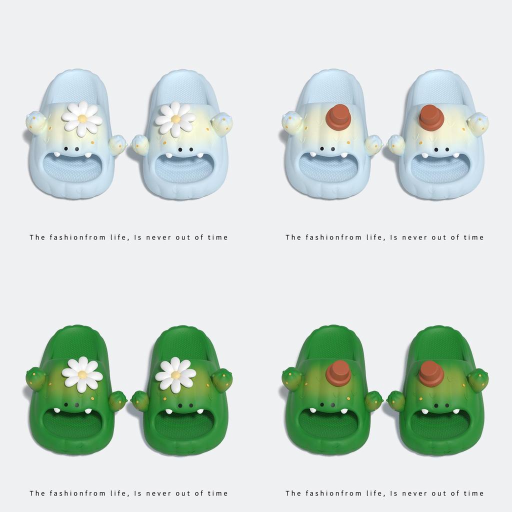 Cute Cactus Summer Slide Slippers With Eva Footbed For Women And Men Comfort