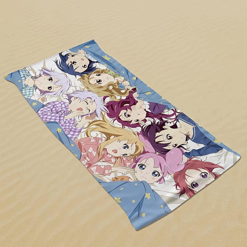 1PC Pajama Anime Girls Beach Towel, Lightweight Quick-Dry Polyester, Kawaii Style, Surf Swim Beach Mat, Travel Accessory & Gift