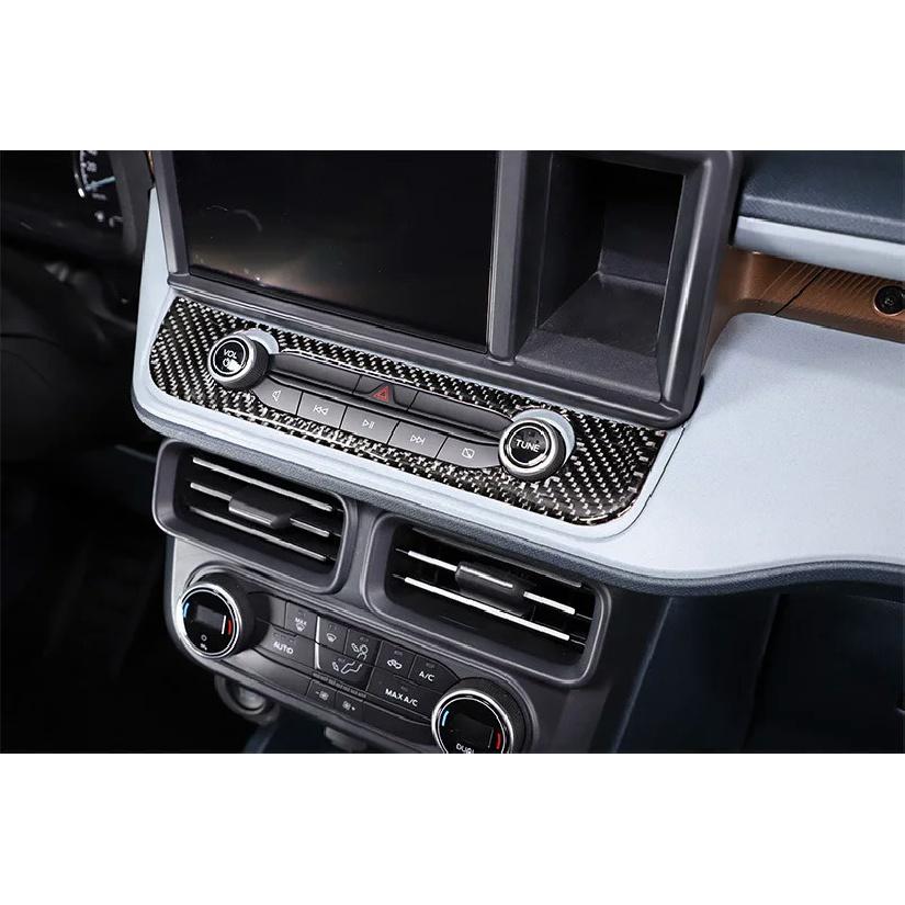 Soft Carbon Fiber Style Car Center Console Multimedia Button Frame Decorative Sticker For Ford Maverick 2022 Auto Accessories