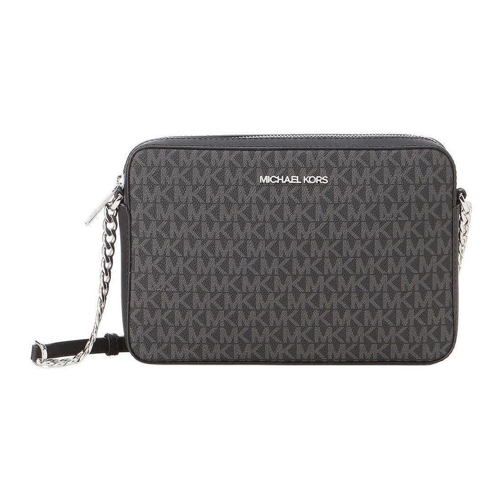Michael Kors MK Jet Set Long Vintage Monogram Chain Commuter Camera Bag Women Shoulder Bag Black 35F8STTC3B-BLACK