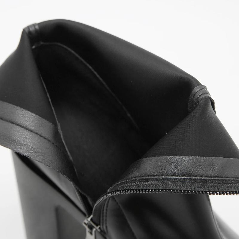 Fashion 14cm Heeled Platform Ankle Boots Woman Round Toe Autumn Shoes Punk Chunky Motorcycle Boots Big Size 43 Ladies High Heels