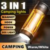 Portable LED Camping Light USB Rechargeable Lamp Dual Color 4 Mode Ambient Fill Light Outdoor Hanging Camping Lantern Tent Lamp