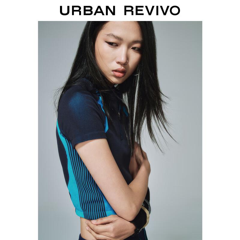 UR Women's 2025 Spring Color Block Zipper Knit Top