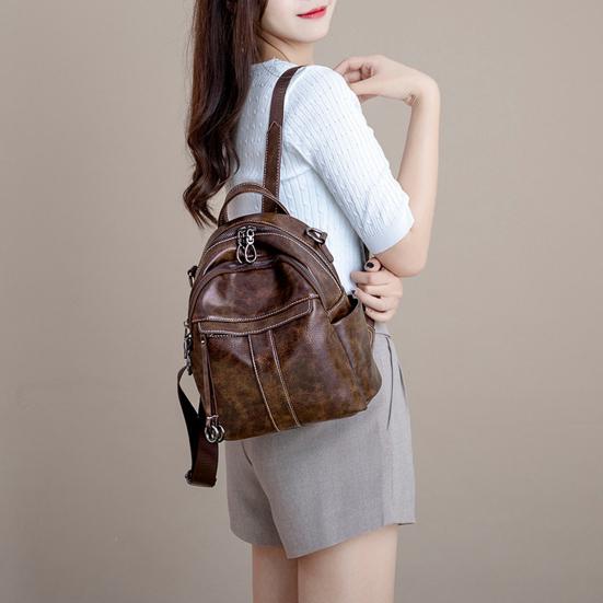 Women's Backpack Purse Multifunctional Retro Shoulder Bag Rucksack with Multiple Pockets