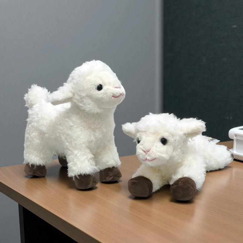 Adorable White Sheep Plush Toy - Standing & Lying Poses - Perfect for Children's Gifts & Desktop Decor