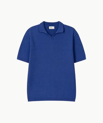 Leondi Johnny Collar Short Sleeve Knit - Blue