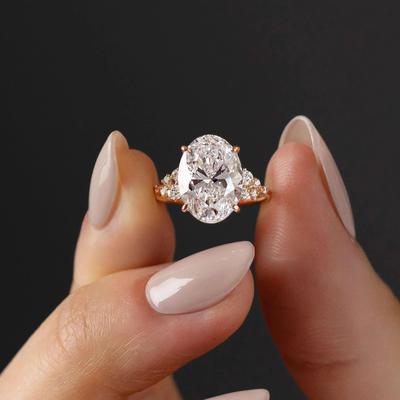 S925 Sterling Silver Egg-shaped Zircon Starry Sky Auction Ring, Women's Fashion European & American Style Index Finger Ring.