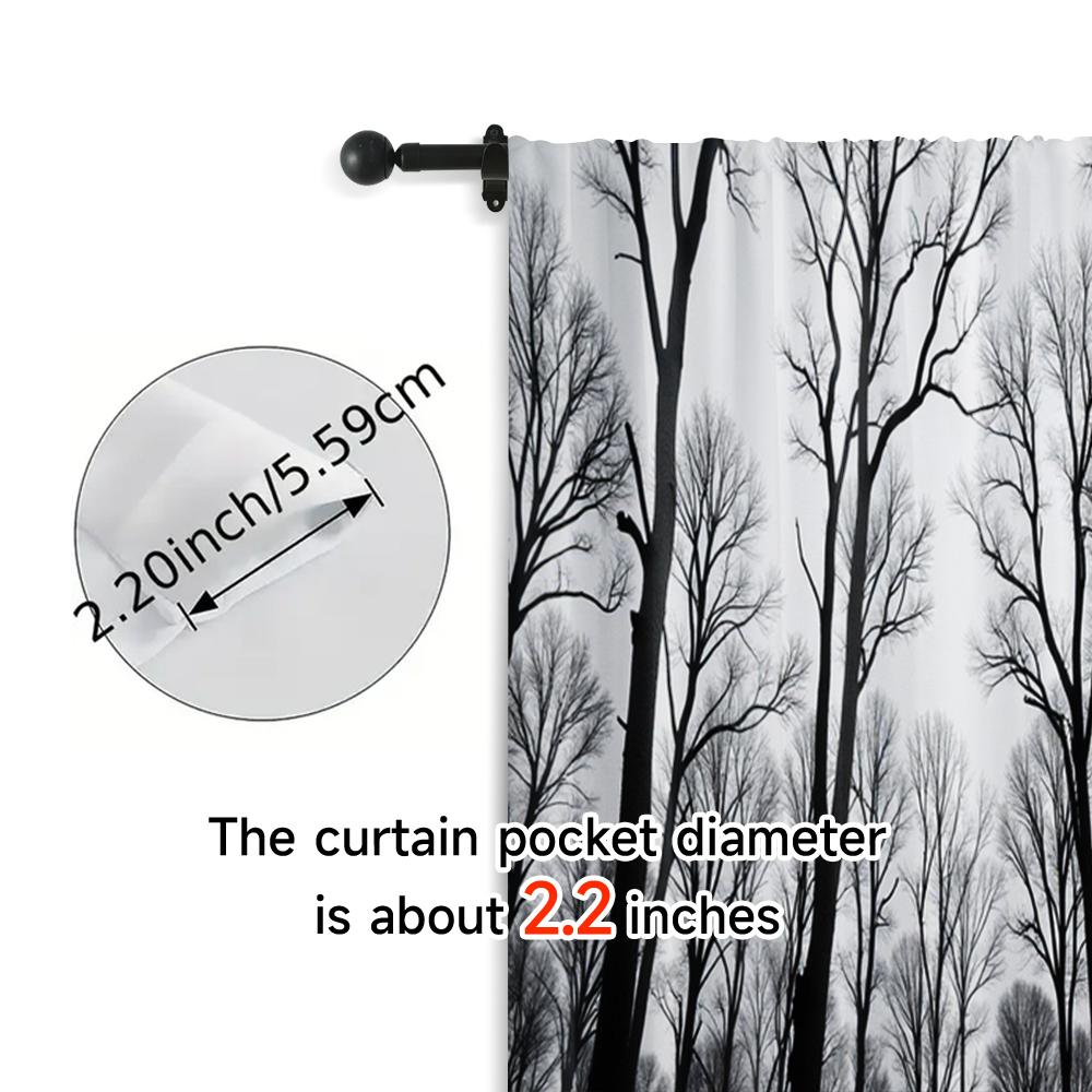 Set Of 2 Curtains Gothic Black Forest Pine Tree Print Versatile Fabric Without Rod Art Deco Festive Use Curtain Light Filtering Made Polyester