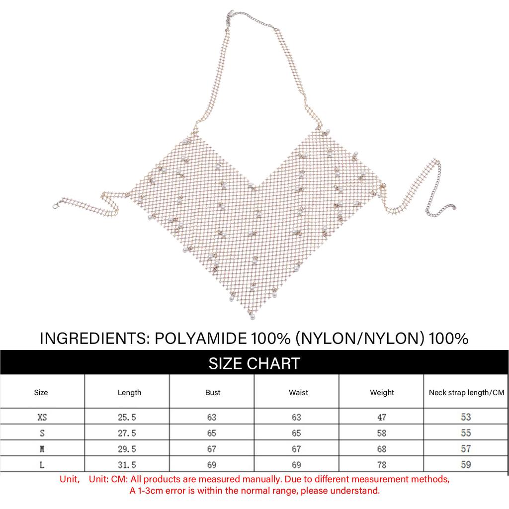 Sexy See Through Body Chain with Pearls Detailing Soft Skin Friendly Body Chain with Sexy Sheer Look and Pearls Decors