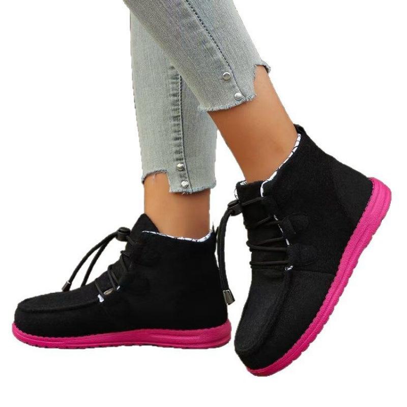 European and American large-size new single shoes, spring and autumn high-top flat-bottom lace-up casual sports shoes and short boots
