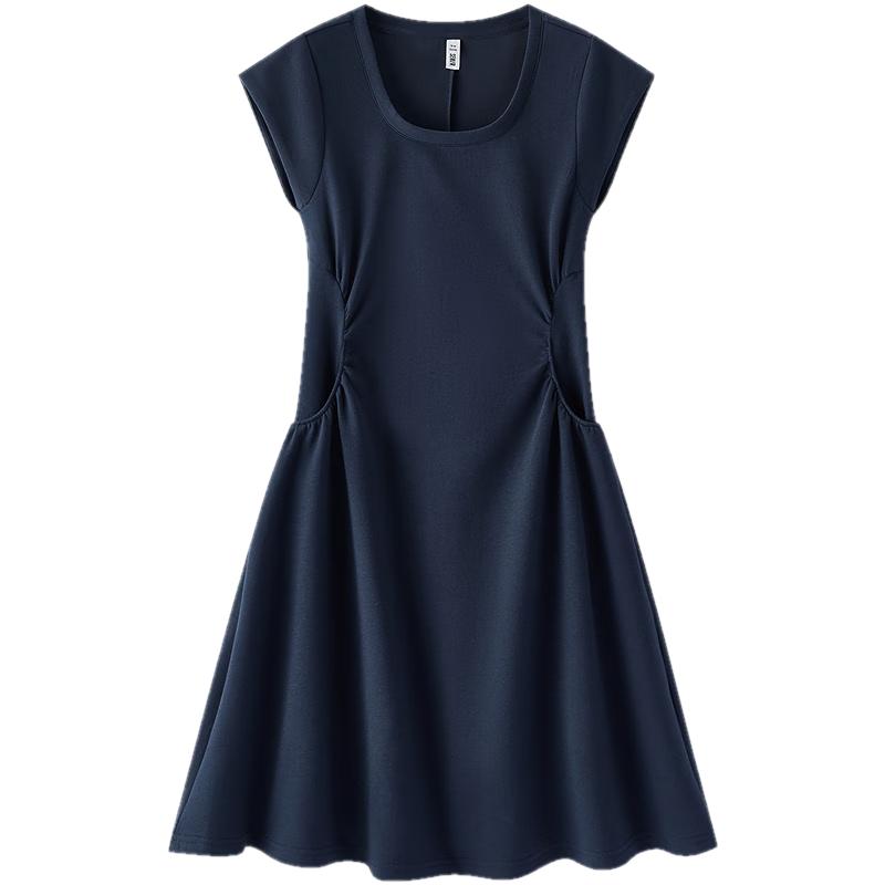Semir Women's U-Neck Pleated Short Sleeve Dress