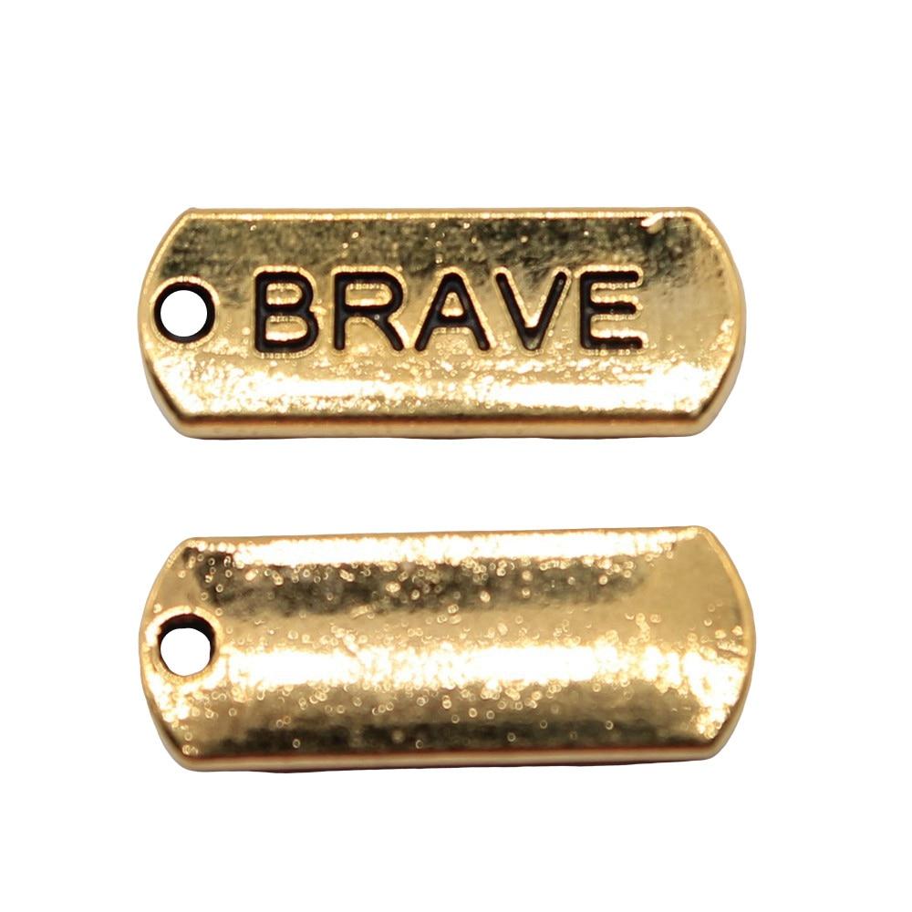 

10шт Храбрые Чары Амулеты Античное золото Цвет Цинковый сплав 21X8mm