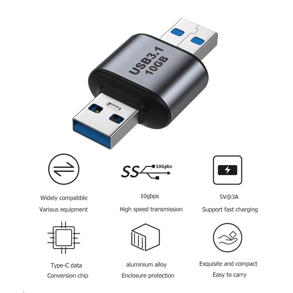 

USB3.1 Gen 2 Адаптер для зарядки и передачи данных (USB 3.1 штекер к USB 3.1 штекер) #