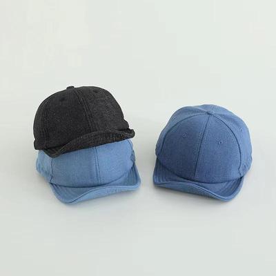 Retro Denim Baby Baseball Cap Solid Color Soft Short Brim Sun Hat Adjustable Toddler Boys Girls Cowboy Duck Tongue Cap