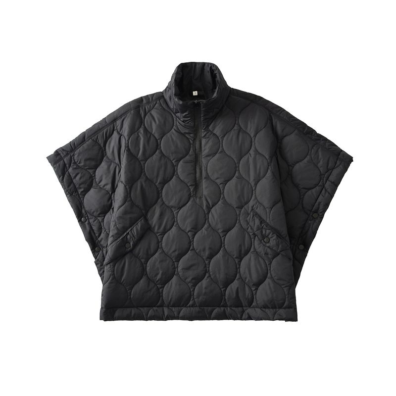 Araltay New Western Style Women Clothes Waterproof Half Zipper Cape Coat Stand Collar Warm Cotton-Padded Coat Cotton-padded Jacket