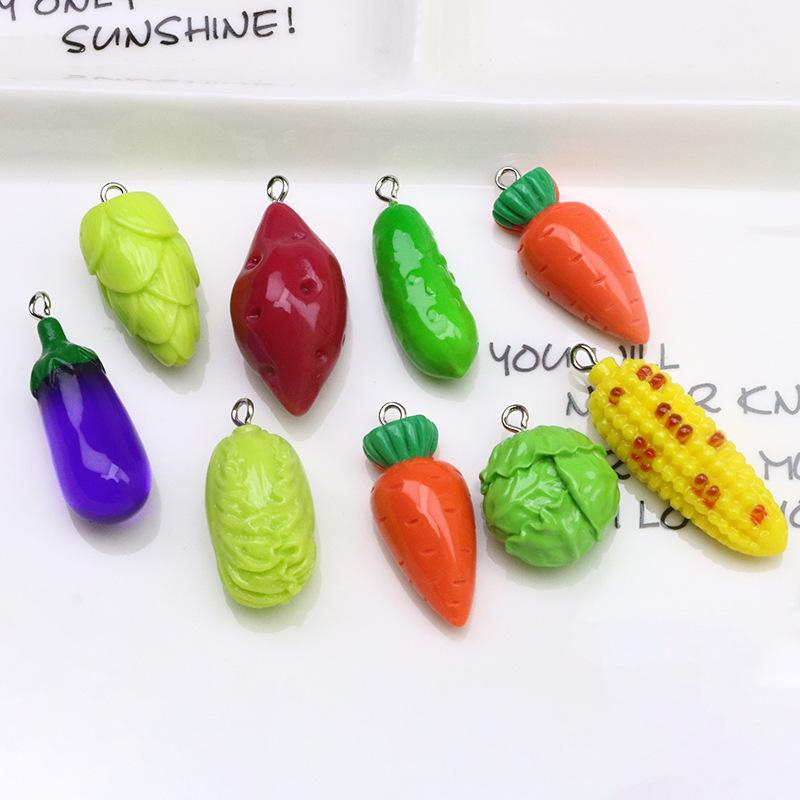 13pcs 3D Vegetable Sweet Potato Big Vegetable Resin Charms Carrot Pendants for Diy Necklace Keychain Jewelry Making Supplies