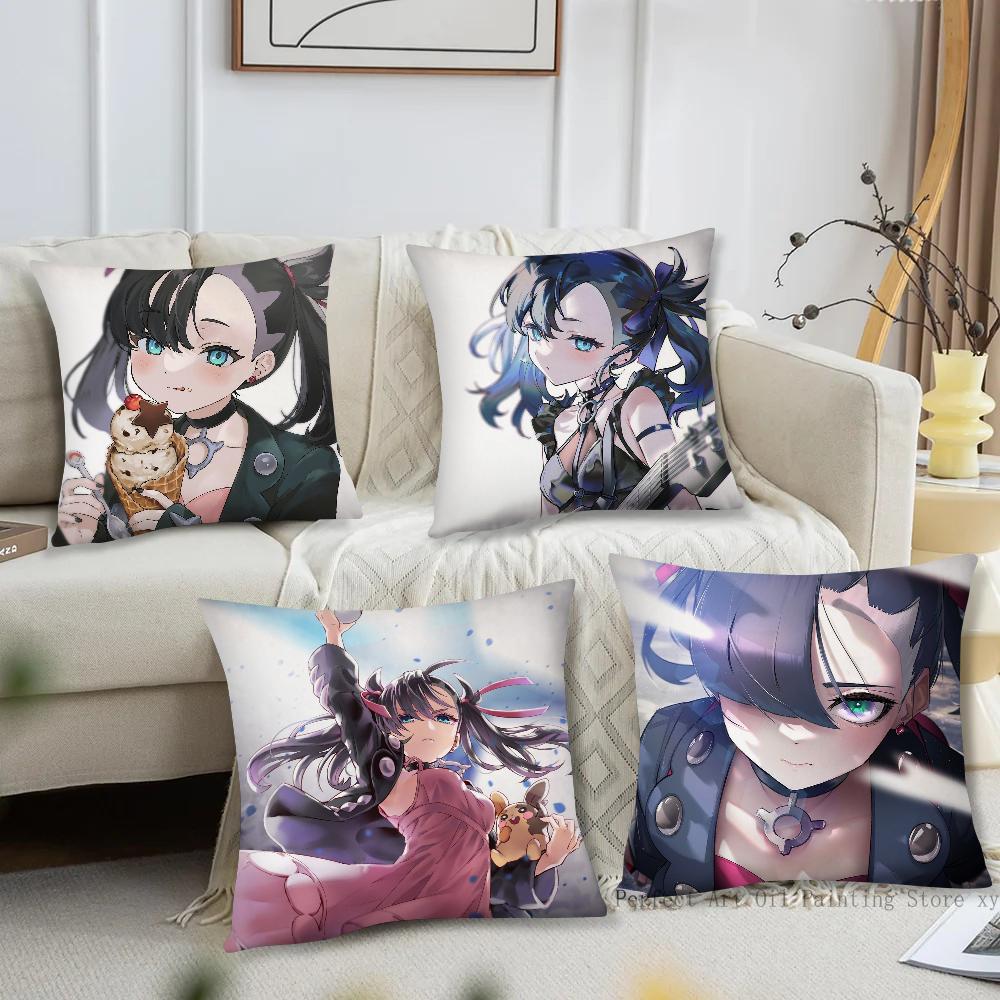 Marnie Animation P-Pokemon Pillow Case Square Pillow Bedroom Sofa Leisure Comfort Cushion Car Living Room Home Decoration 40X40