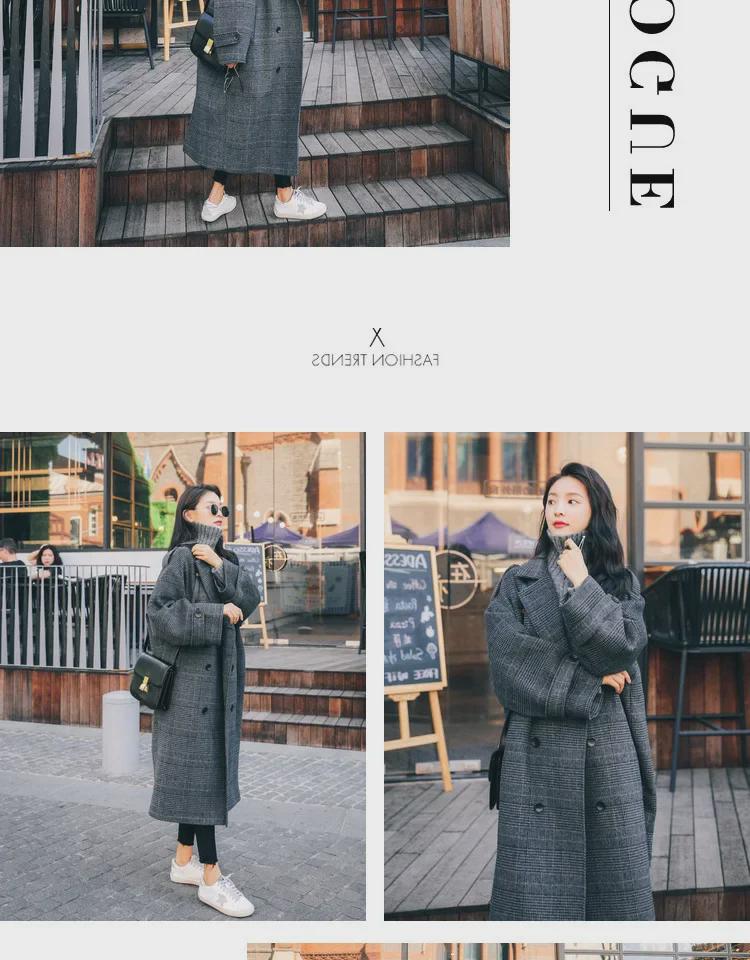 Women's Plaid Wool Coat, Padded Mid-Length Loose Korean Style for Winter 2025.