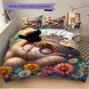 3pcs Anime Cartoon Teddy Bear Bedding Set - Includes One Quilt Cover and Two Pillowcases (No Core) - Home Decor, Festival Gift, Polyester Fa