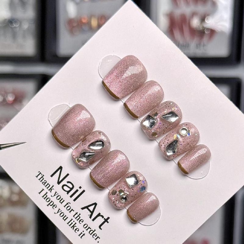 Handworn Pure Nail Piece Highgrade Temperament Show White Cat Eye Wear Style