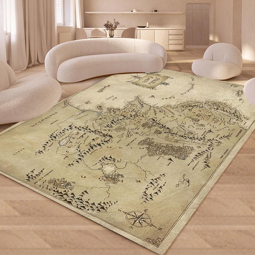 Vintage Map Carpet Mat Rug - Retro World Design Home Decoration Soft Floor Mat for Living Room Home Living Room Decoration