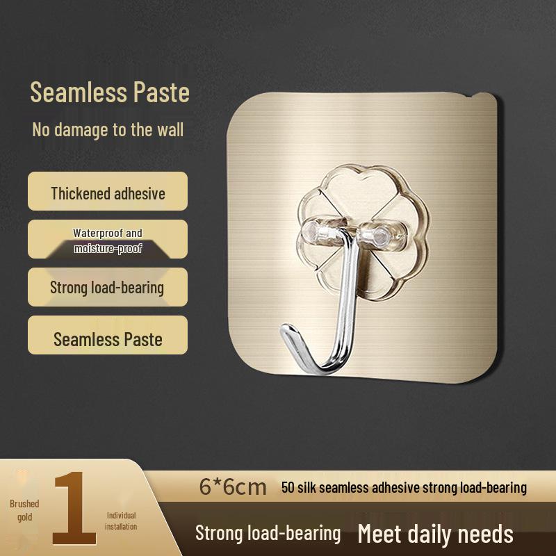 Large Transparent Stainless Steel Adhesive Hook: Strong, Thickened, Waterproof, and Traceless for Kitchen and Bathroom Use