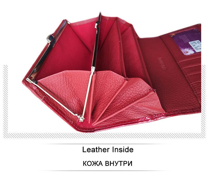 Genuine Leather Women's Wallet with Alligator Pattern - Large Capacity Coin Purse and Patent Leather Design