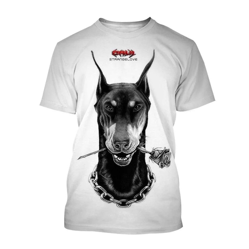 Summer Round Neck 3D Funny Animal Dog Graphic Print Top Fashionable Casual Short Sleeved Men's T-shirts