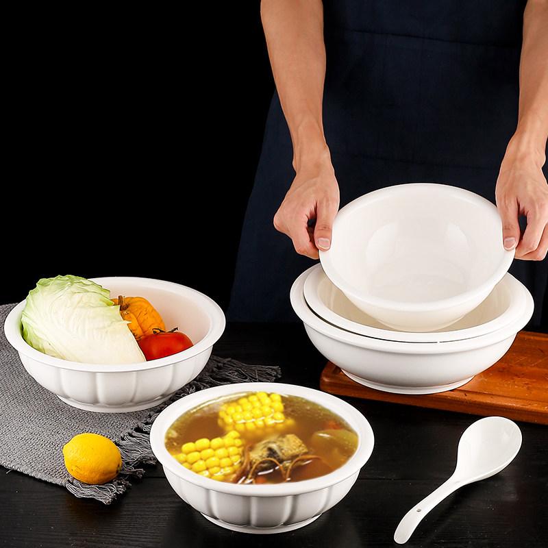 Large Pure White Ceramic Soup Bowl for Home or Restaurant.